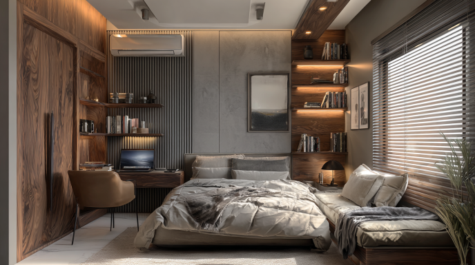 Smart compact bedroom interior
