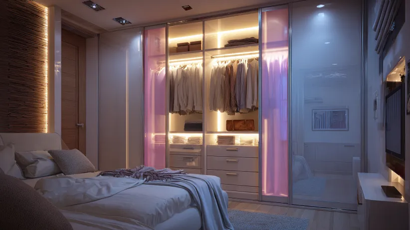 Sliding wardrobe design with smart storage system