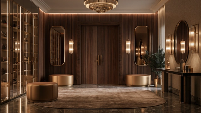 Smoky mirror foyer design