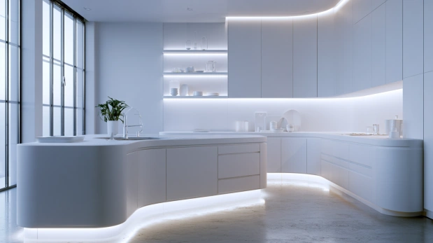 Solid surface kitchen countertop