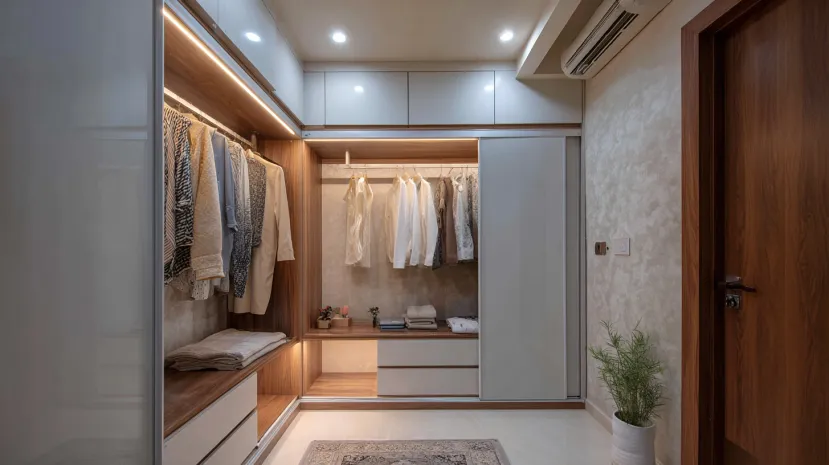 Space-saving sliding wardrobe design for compact rooms