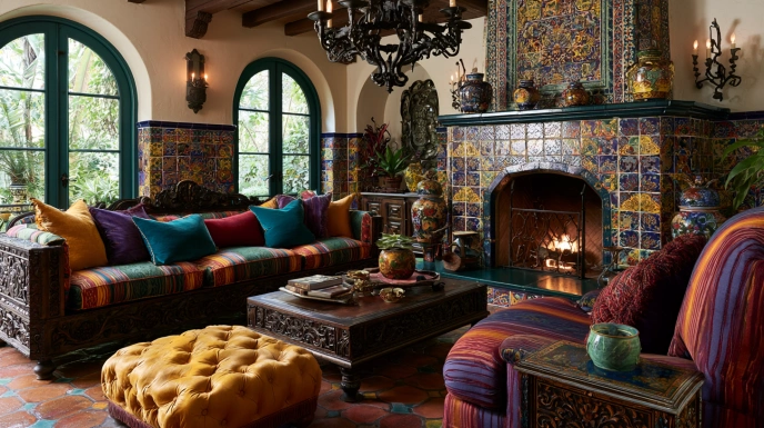 Spanish Mediterranean living room interior