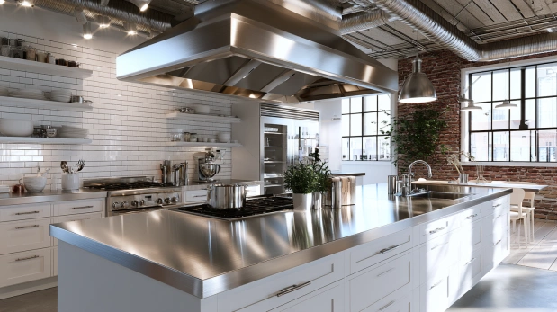 Stainless steel kitchen countertop