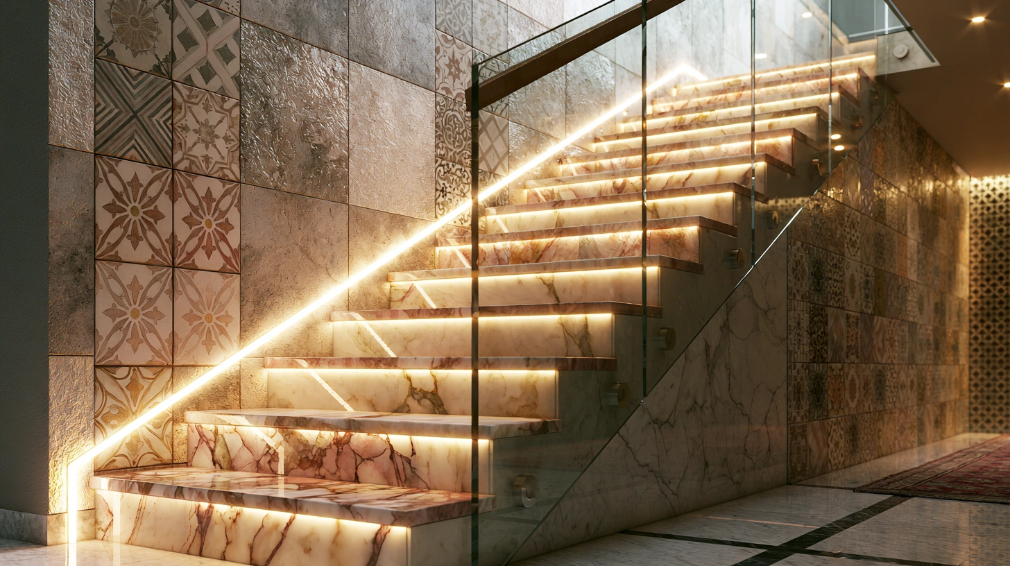 Stair wall tiles design