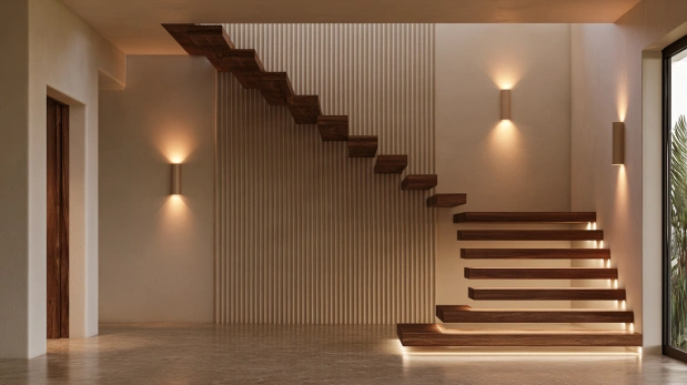 Modern staircase plaster wall design