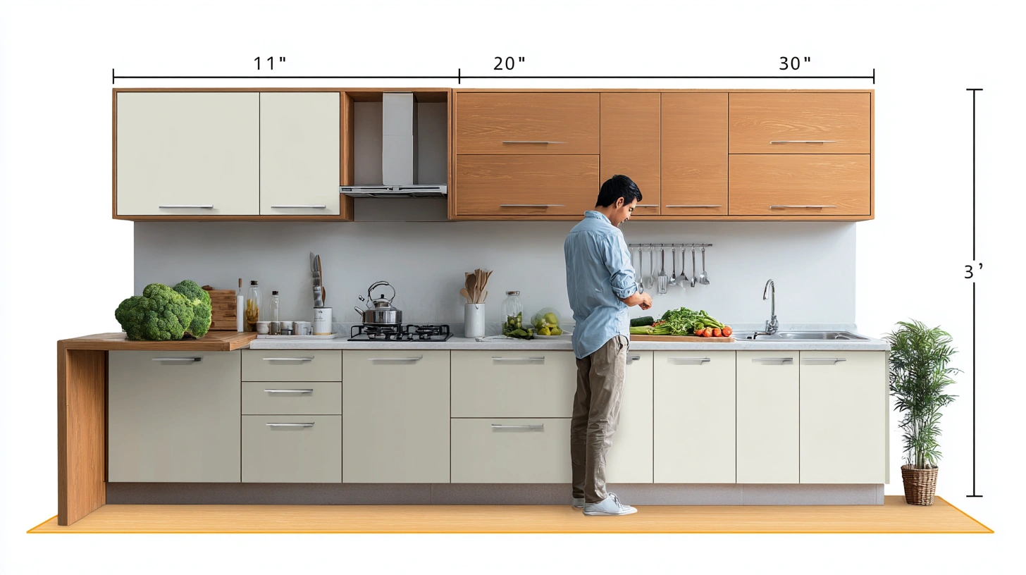 Standard counter height and cabinet gap in kitchen