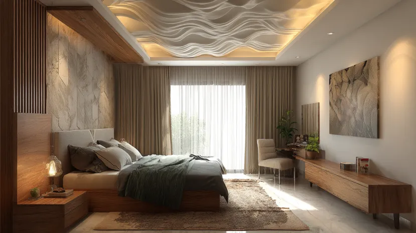 standard ripples cement pop design for modern ceiling interiors