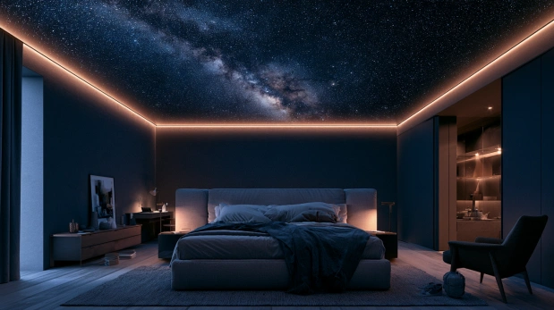 Atmospheric starry night sky wallpaper for bedrooms.
