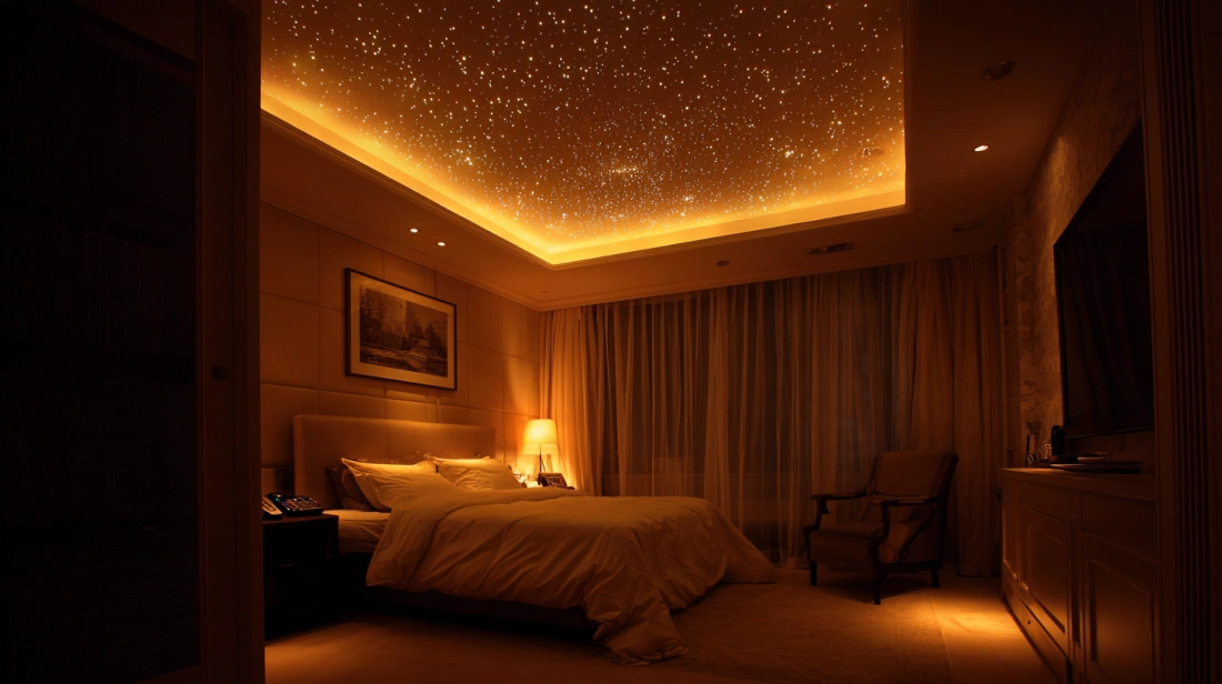 Starry ceiling effect using tiny cove LED lights