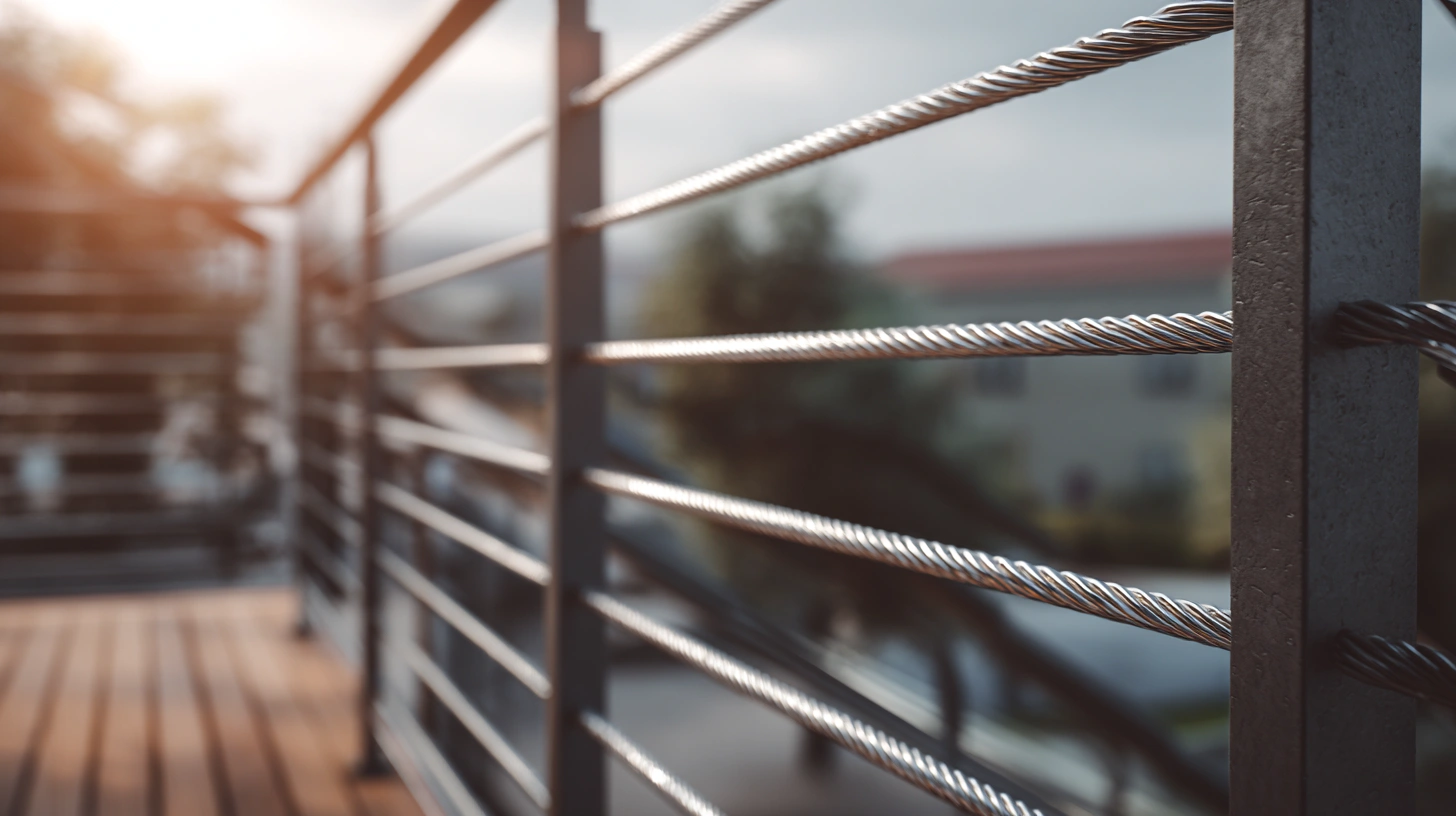 Nautical-style verandah railing using tensioned horizontal steel cables