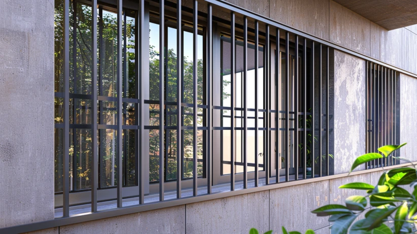 steel frame featured in a strong window grill design