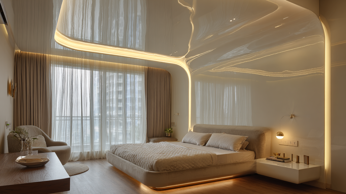 Backlit stretch ceiling interior
