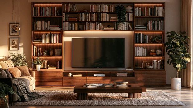 TV unit with built-in bookshelves