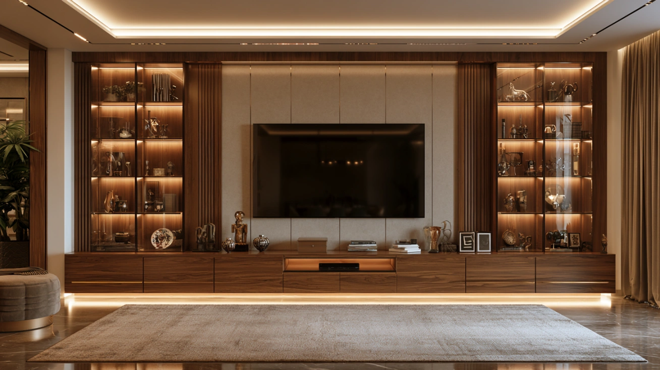 TV unit with display cabinets