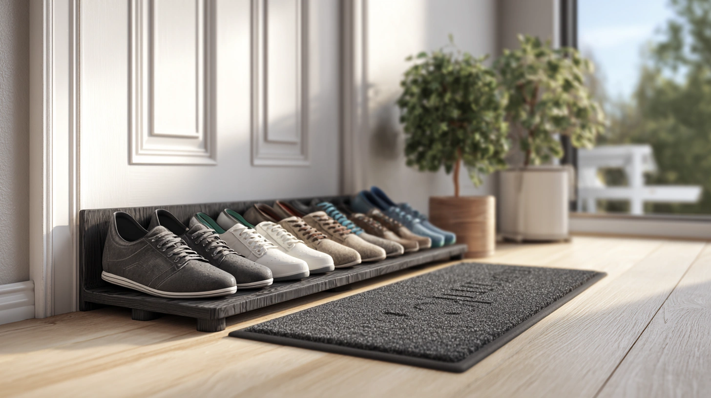 Multiple pairs of shoes kept neatly at the entrance