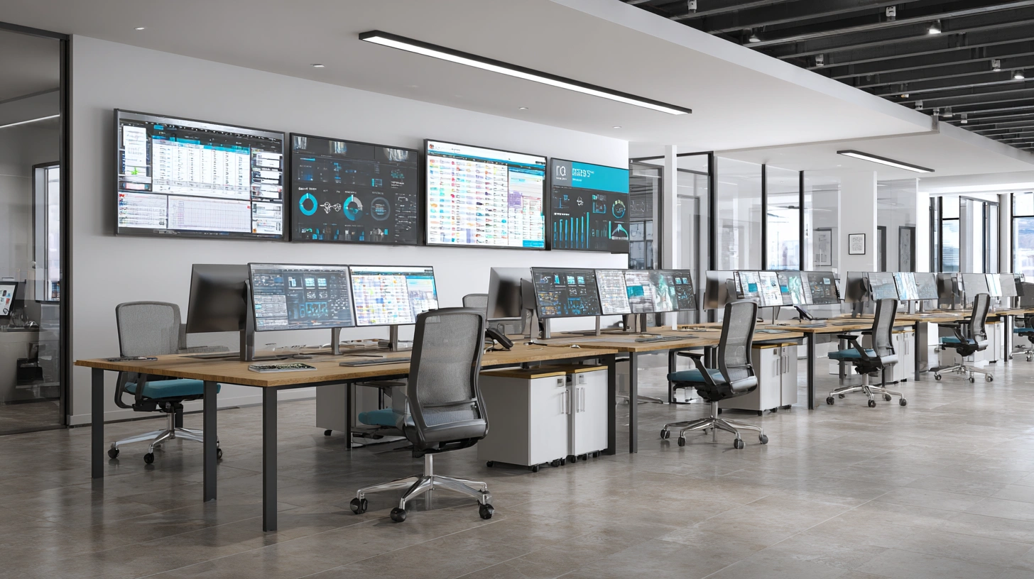 Office desk with integrated power ports and cable management