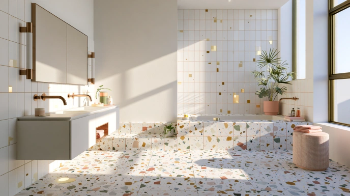 Contemporary terrazzo bathroom with vanity