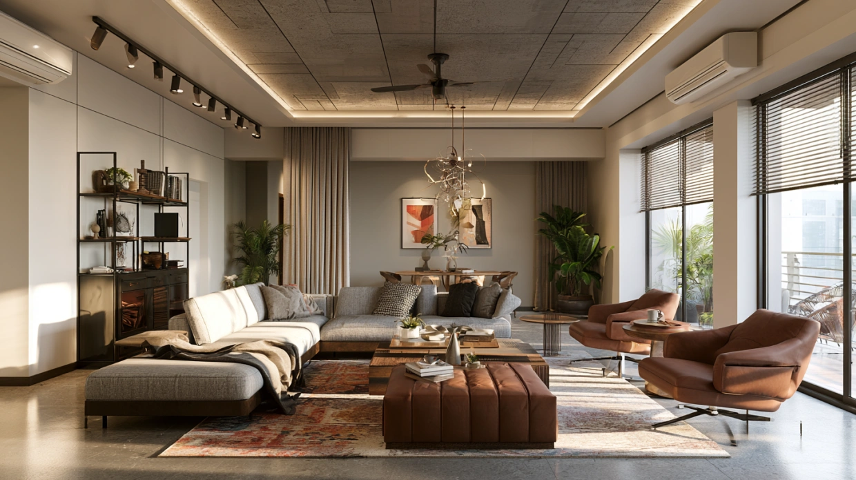 Textured POP ceiling in living room