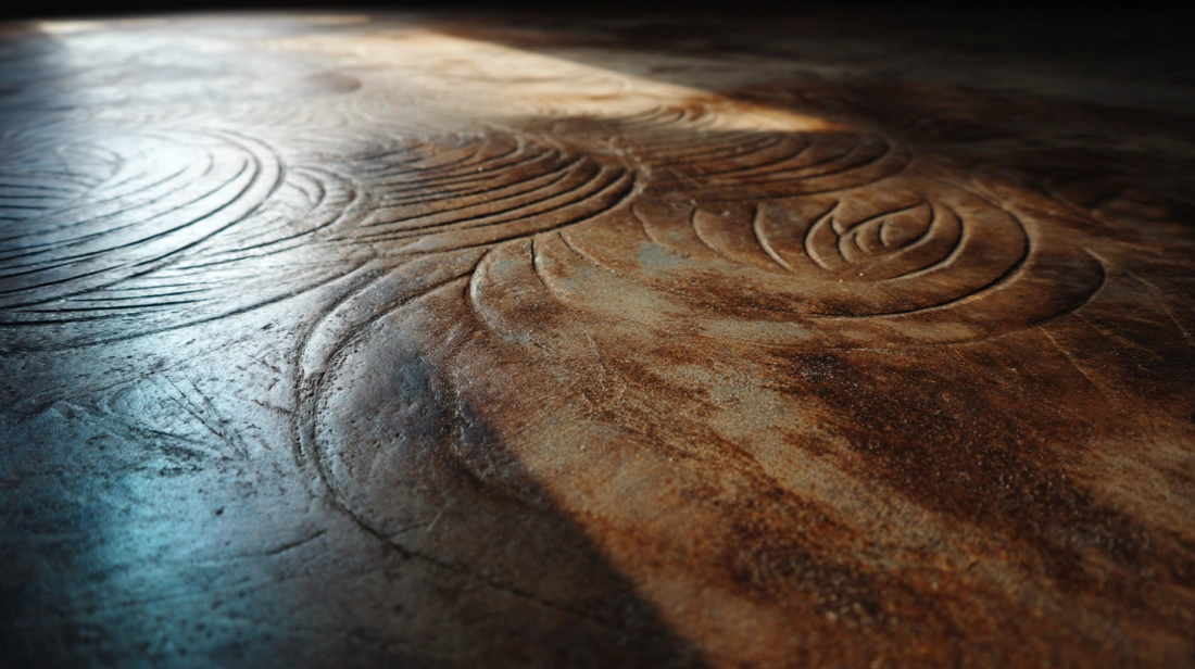 Rustic concrete floor with a gritty, textured overlay