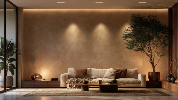 Textured plaster accent wall