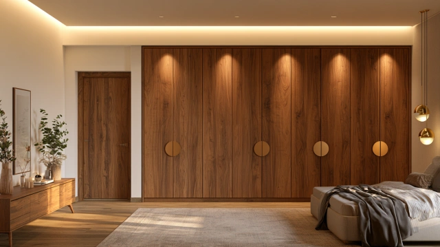 Textured wooden wardrobe design