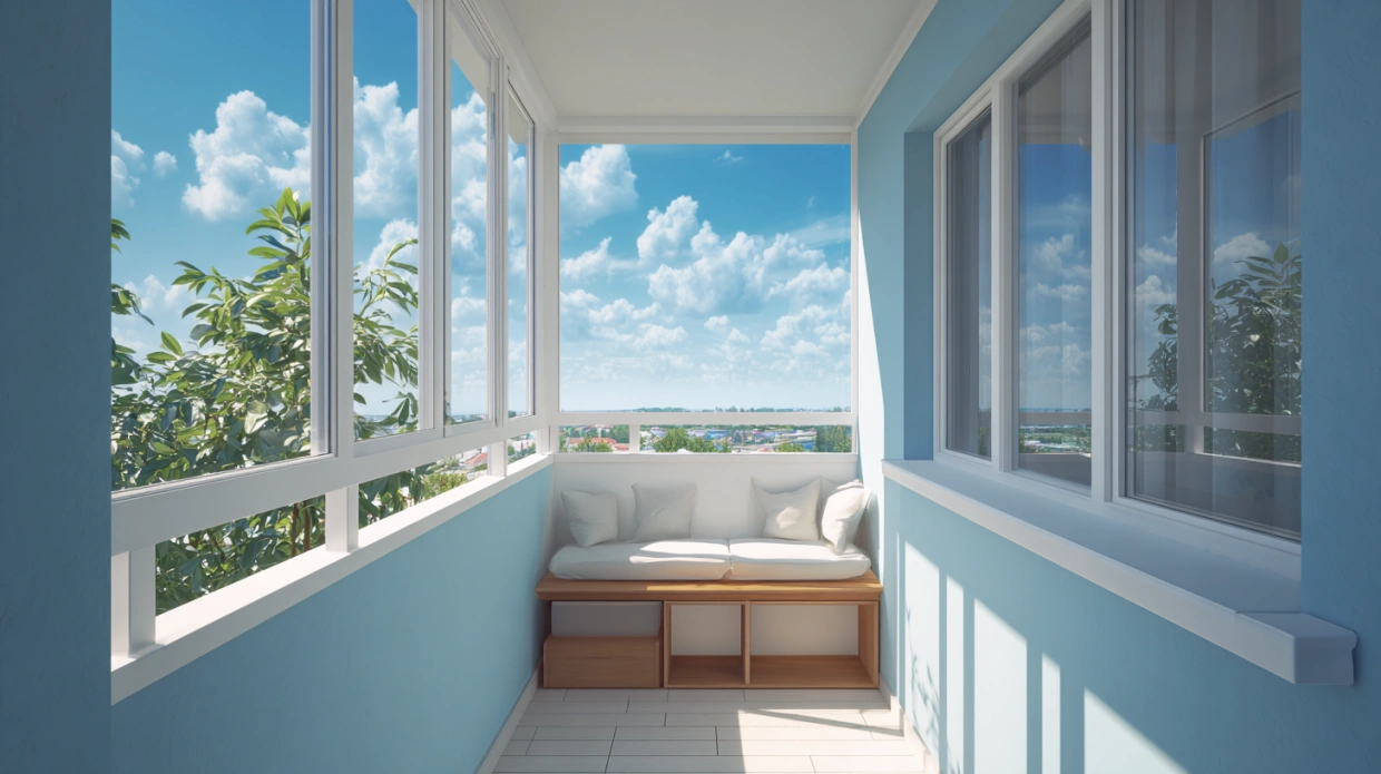 Three-panel sliding window for balcony