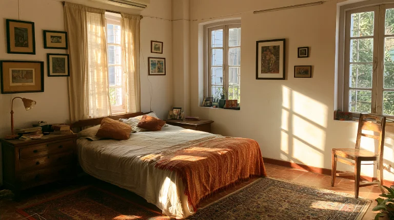 Bedroom with thrifted furniture