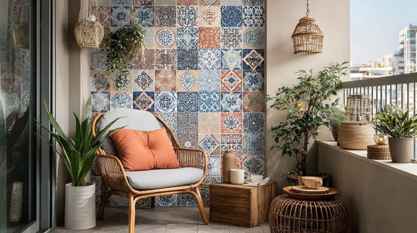Tile Stickers Balcony Wall Design