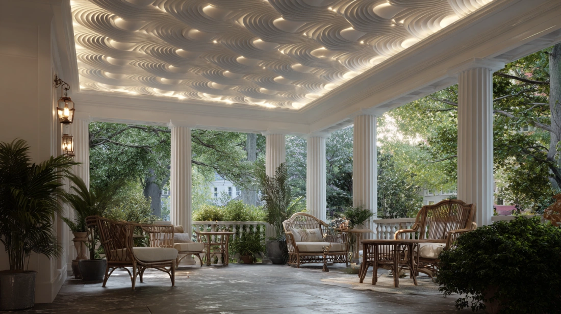 Comprehensive full-coverage POP plus-minus porch ceiling
