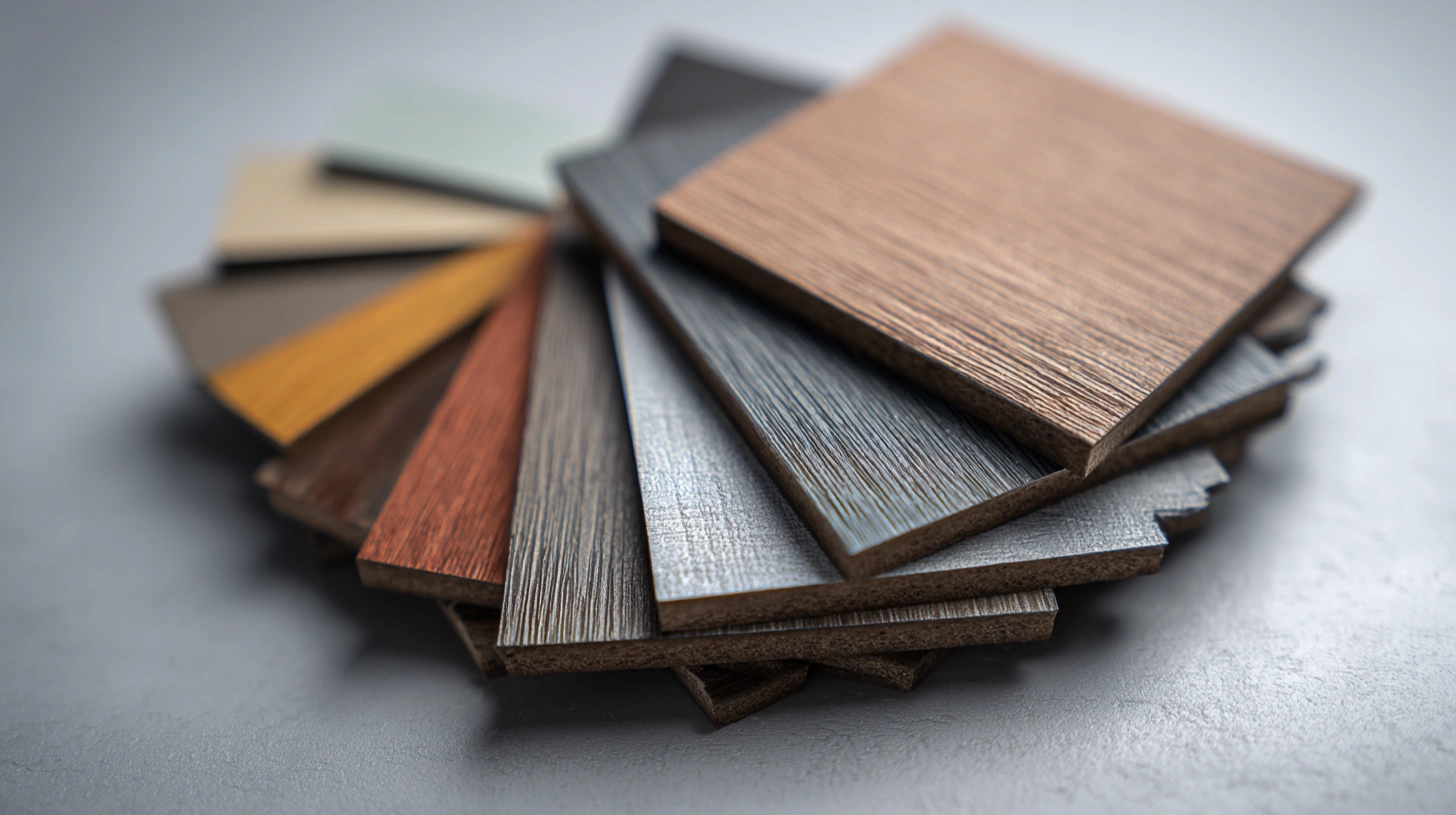 Fan-style display of various textured Sunmica laminate samples