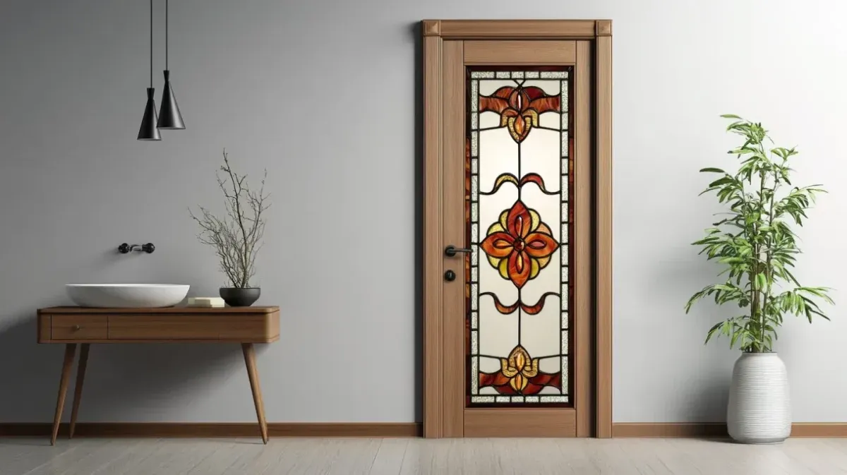 Printed floral style PVC Bathroom Door Designs for home