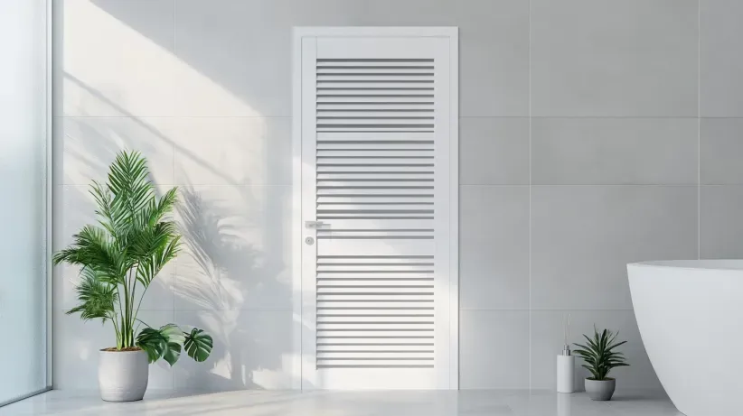 A practical, louvered design PVC bathroom door