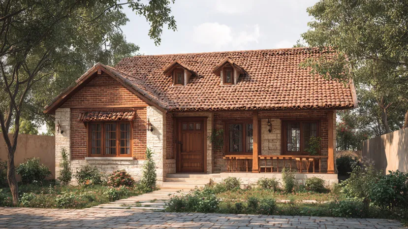 Red brick cottage with a tiled roof and dormer windows