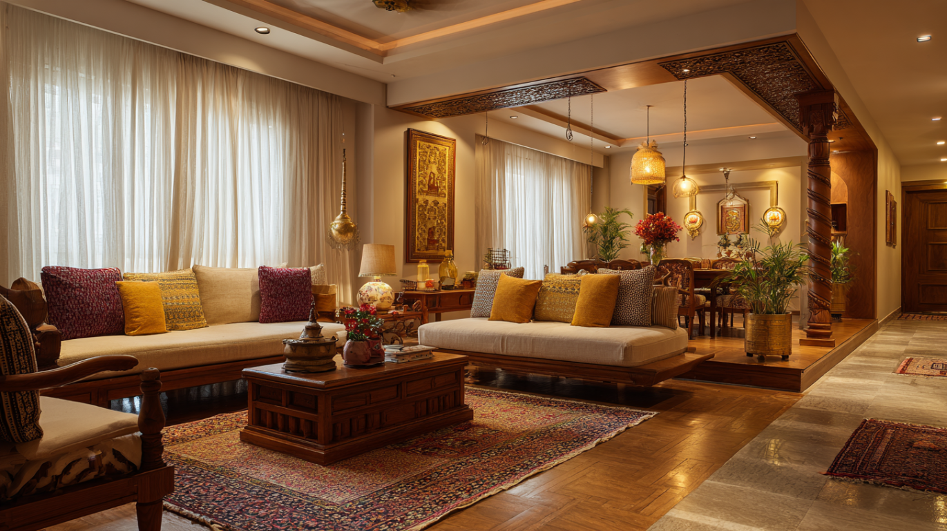 Traditional Indian 2 BHK interior design