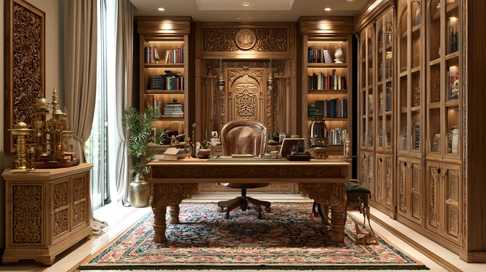 Traditional Indian luxury study room