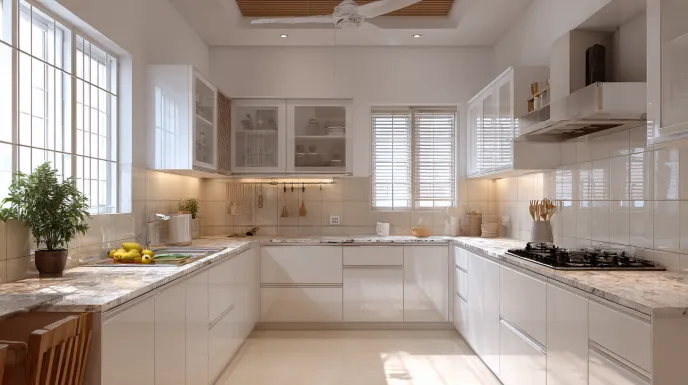 airy traditional indian kitchen design for summer