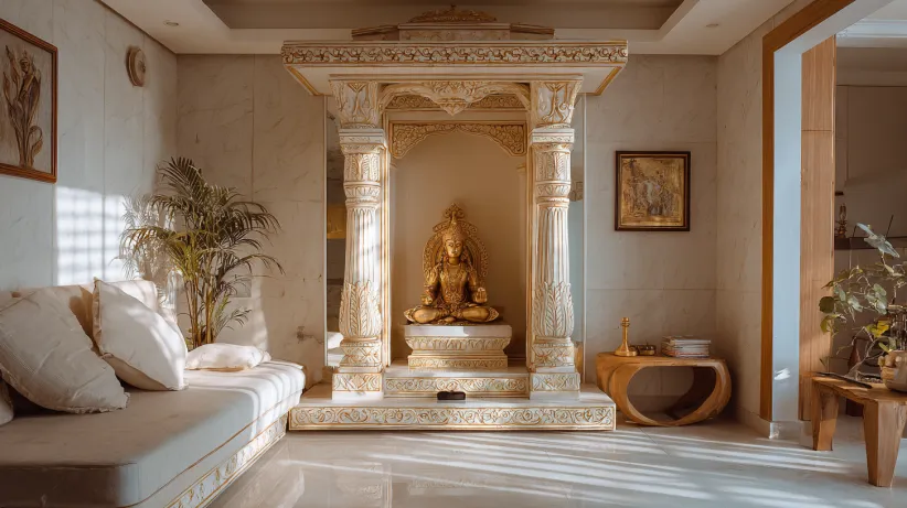 Traditional Indian mandir door design for home interiors