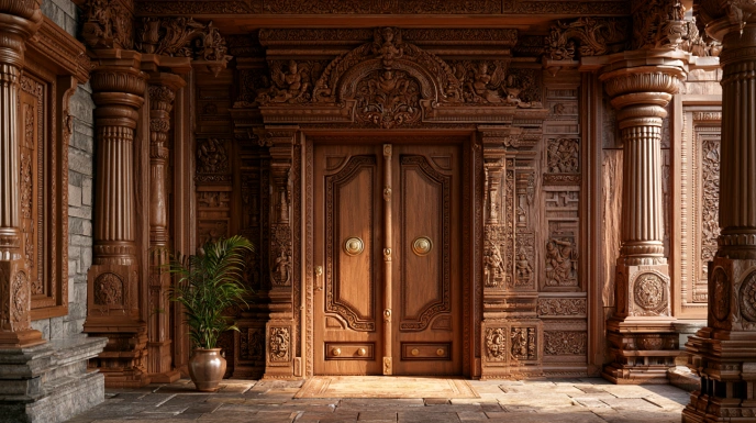 South Indian wooden main door
