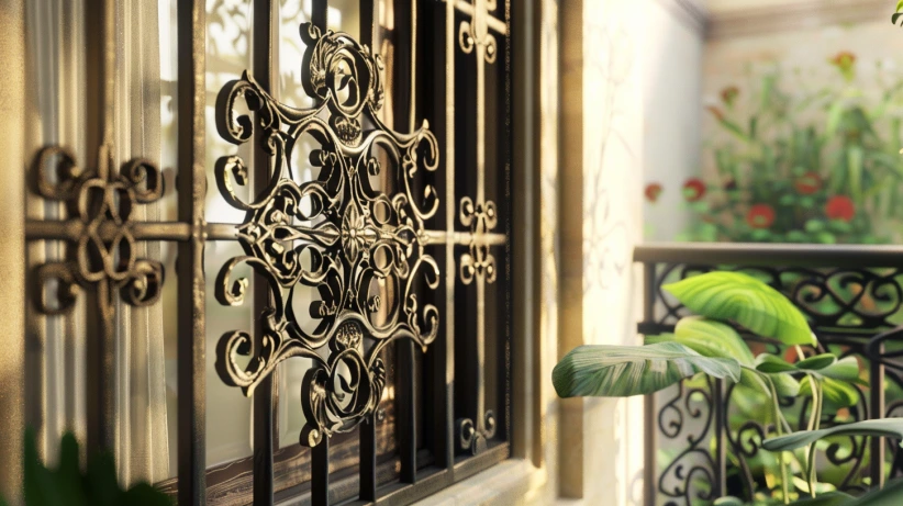 traditional pattern featured in a classic window grill design