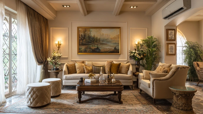 Transitional style living room interior