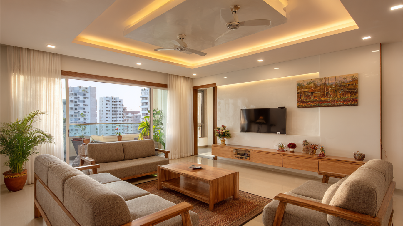 Elegant hall featuring a recessed tray layout