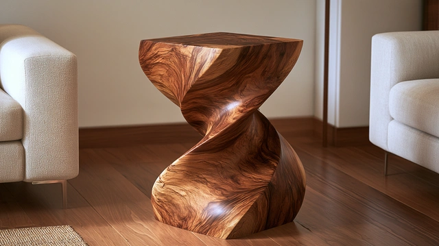 Twisted wood corner table