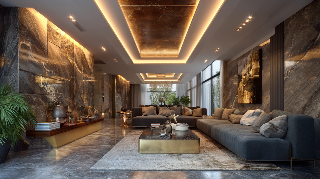 Two-level POP ceiling with layered lighting