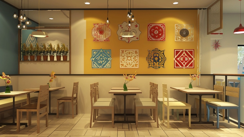 Two-tone wall paint ideas for a budget Indian restaurant