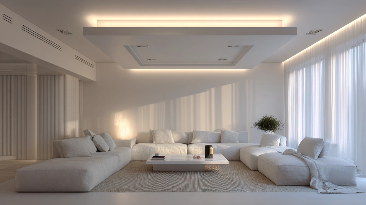 Premium POP false ceiling with layered LED lighting