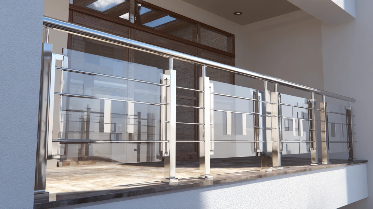 Stainless steel railings in modern Indian home