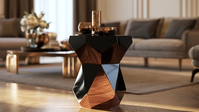 Unique geometric corner table