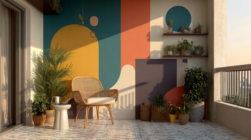 Use Unique Hues Balcony Wall Design
