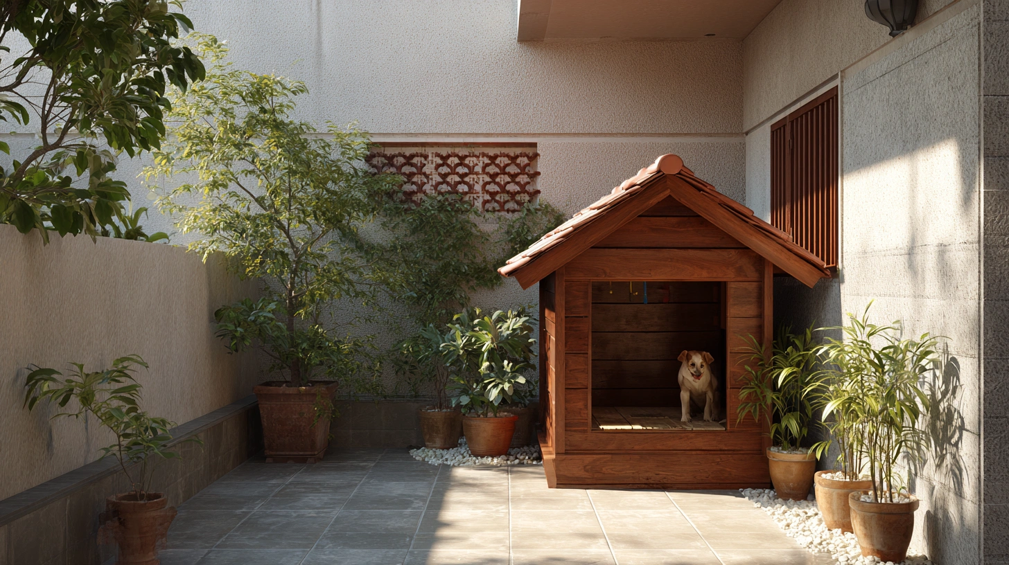 Dog house placed along north wall of Indian home passage