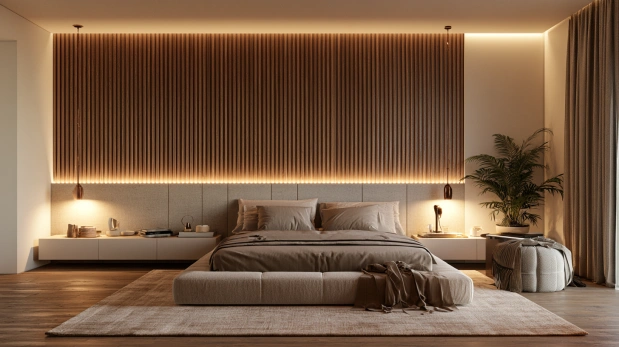 Vertical fluted bed headboard